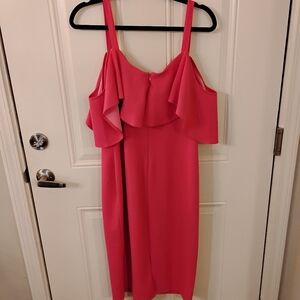 RACHEL Rachel Roy Pink Off-Shoulder Ruffle Midi Dress